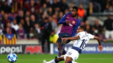 Dembelé dispara a puerta contra el Tottenham