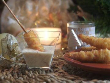 Al rico gambón frito en fideos de arroz.