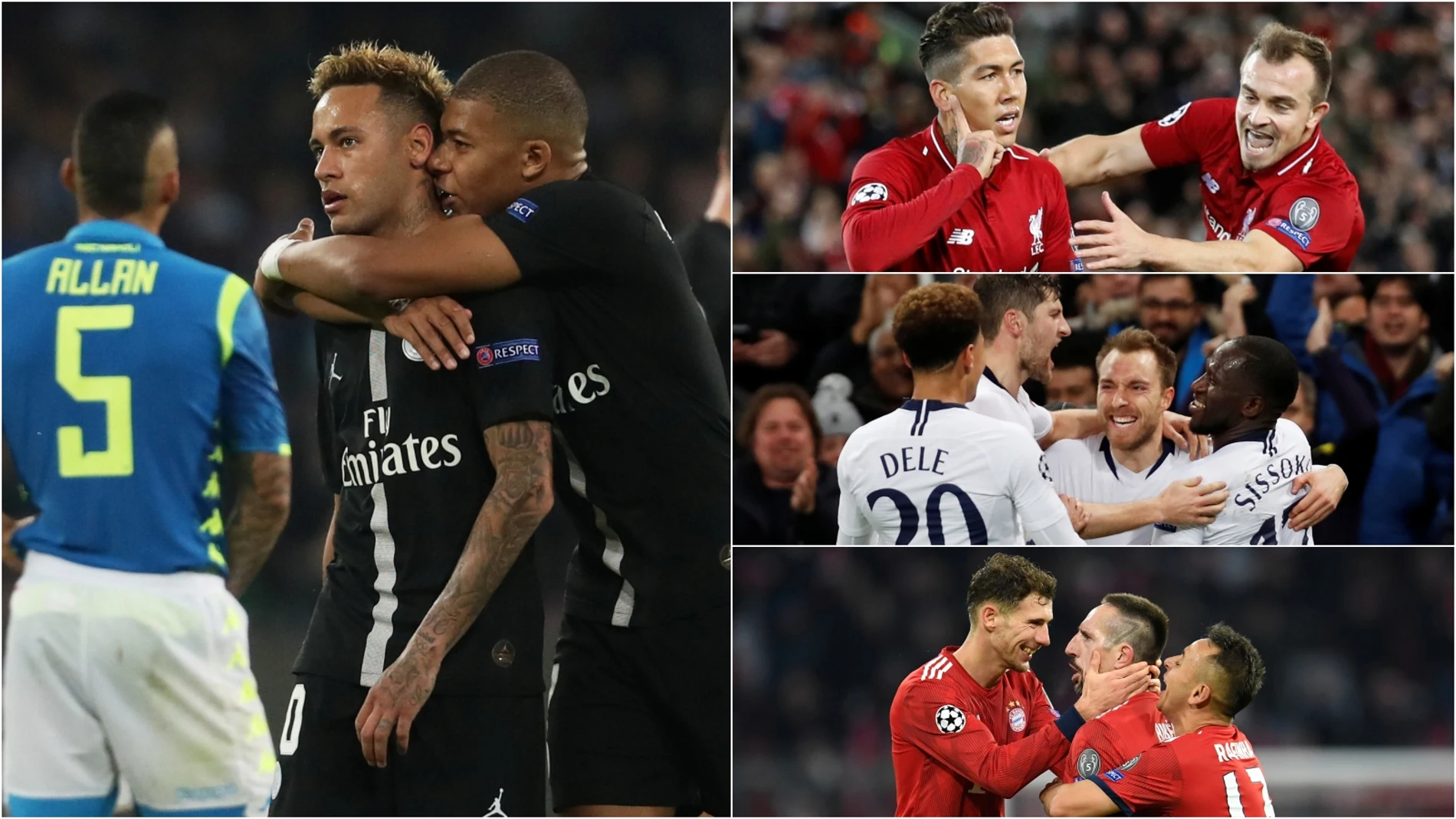 PSG, Liverpool, Tottenham y Bayern celebran goles en la Champions PSG, Liverpool, Tottenham y Bayern celebran goles en la Champions