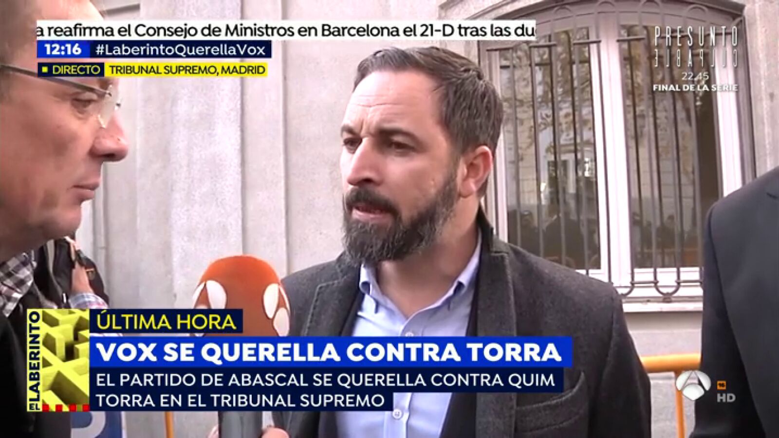 Vox se querella contra Torra por provocación y conspiración tras apelar a la vía eslovena