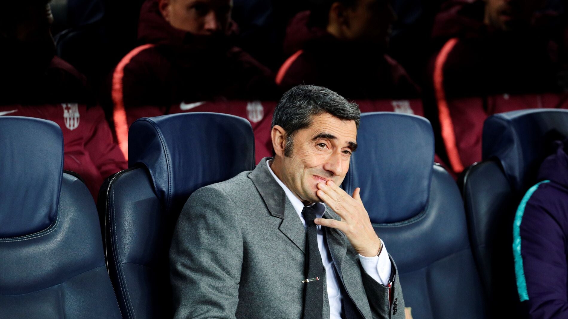 Valverde, en el banquillo del Camp Nou