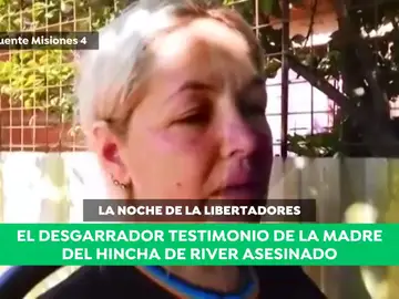 El desgarrador relato de la madre del joven aficionado de River asesinado: "Cualquier deporte es una diversión, no una excusa para quitarse la vida" El desgarrador relato de la madre del joven aficionado de River asesinado: "Cualquier deporte es una diversión, no una excusa para quitarse la vida"