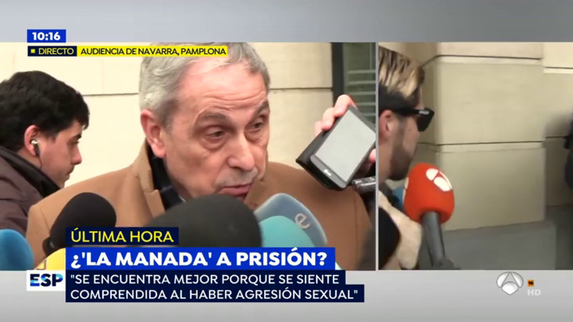 El abogado de la v&iacute;ctima de La Manada: "Como m&iacute;nimo ir&aacute;n once a&ntilde;os a la c&aacute;rcel y debe ser ya porque hay riesgo de fuga"