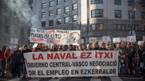 Los trabajadores del astillero La Naval de Sestao 