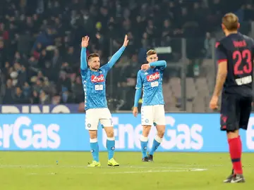Mertens celebra un gol con el Nápoles Mertens celebra un gol con el Nápoles