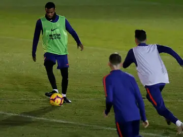 Lemar, en un entrenamiento con el Atlético Lemar, en un entrenamiento con el Atlético