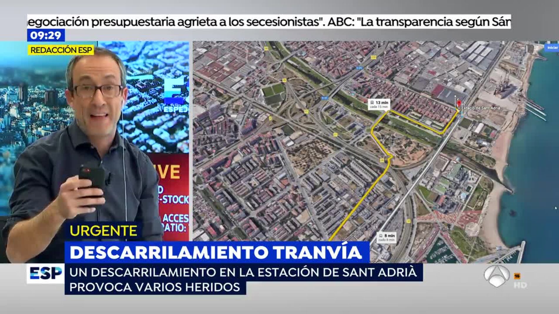 Descarrilamiento en Sant Adri&agrave;