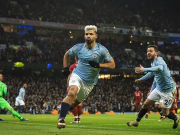 Agüero celebra el 1-0 ante el City Agüero celebra el 1-0 ante el City