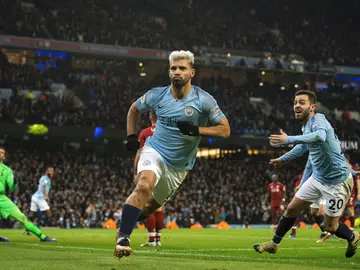 Agüero celebra el 1-0 ante el City Agüero celebra el 1-0 ante el City