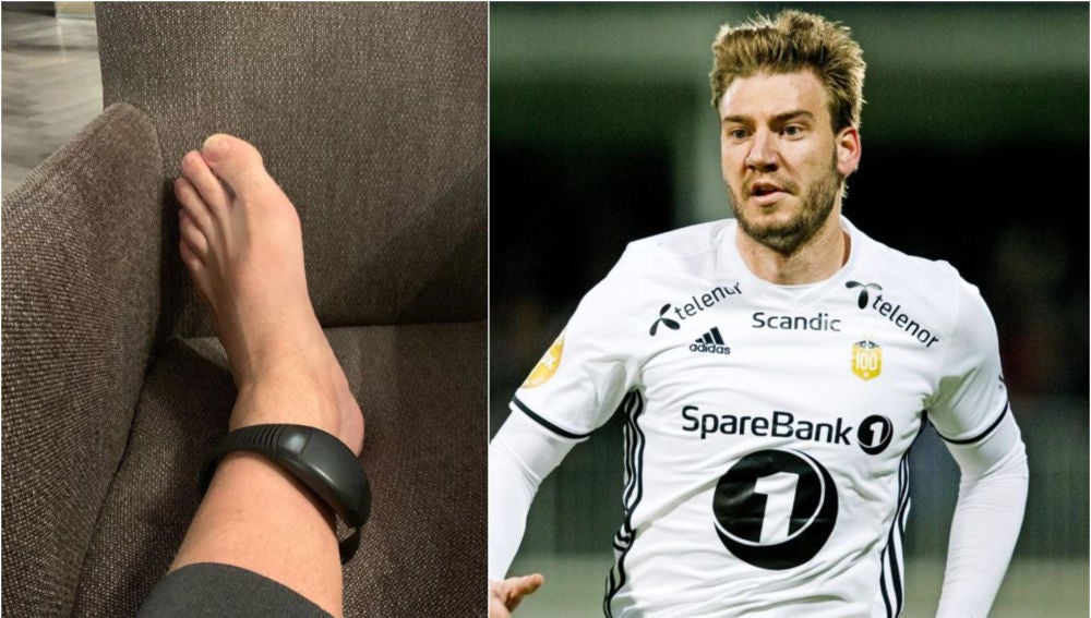 Bendtner cumple condena con tobillera