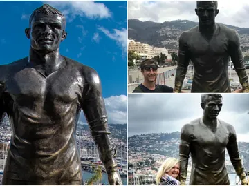 Mofas por la zona genital de la estatua de Cristiano Ronaldo Mofas por la zona genital de la estatua de Cristiano Ronaldo