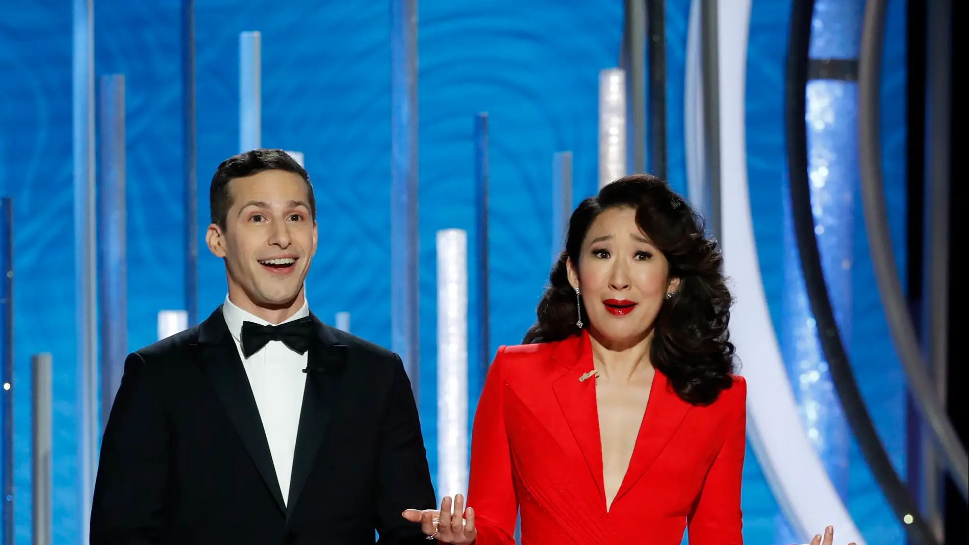 Sandra Oh y Andy Samberg, presentadores Globos de Oro 2019