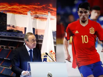 Florentino Pérez, durante la presentación de Brahim Díaz Florentino Pérez, durante la presentación de Brahim Díaz