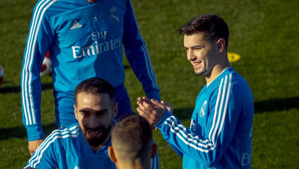 Brahim Díaz, en su primer entrenamiento con el Real Madrid