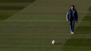 Solari, durante el último entrenamiento del Real Madrid