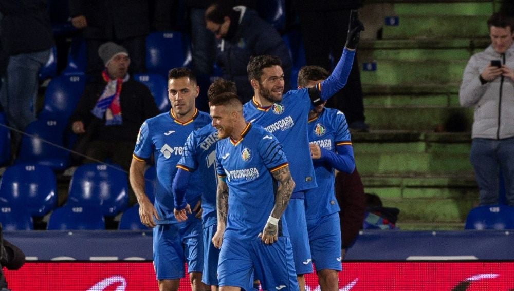 Jorge Molina celebra uno de sus goles con el Getafe