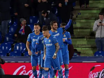 Jorge Molina celebra uno de sus goles con el Getafe Jorge Molina celebra uno de sus goles con el Getafe