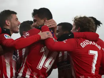 El Atlético celebra un gol El Atlético celebra un gol