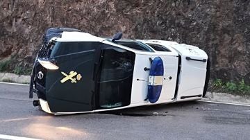 Coche de la Guardia Civil volcado al ir al rescate de Julen Coche de la Guardia Civil volcado al ir al rescate de Julen