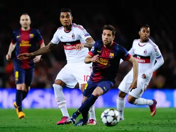 Boateng, durante un partido contra el Barcelona en 2013 Boateng, durante un partido contra el Barcelona en 2013