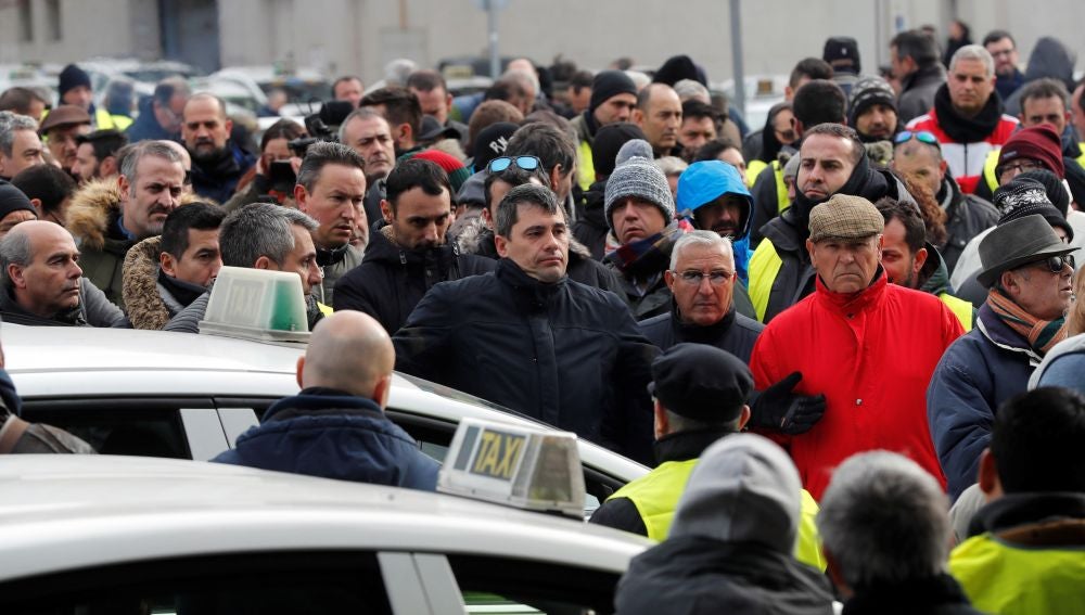Protesta de taxistas en Madrid.