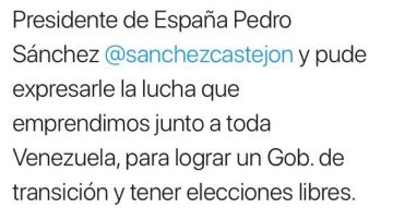 Imagen del Tuit de Juan Guaidó
