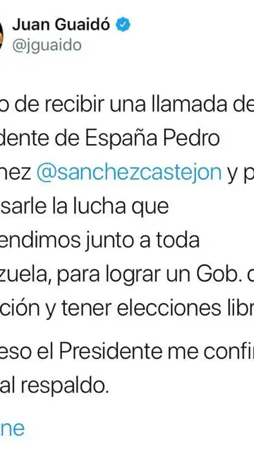 Imagen del Tuit de Juan Guaidó Imagen del Tuit de Juan Guaidó