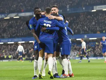 Los jugadores del Chelsea celebra un gol ante el Tottenham Los jugadores del Chelsea celebra un gol ante el Tottenham