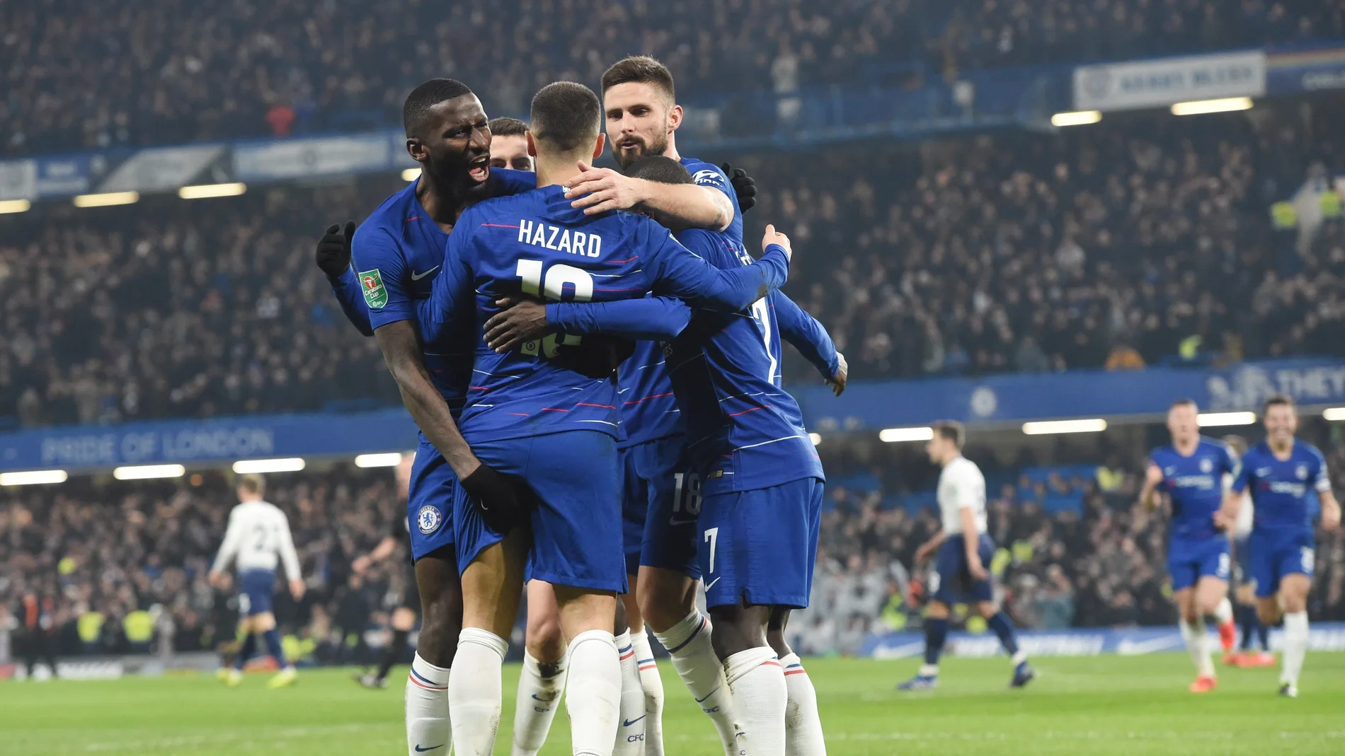Los jugadores del Chelsea celebra un gol ante el Tottenham Los jugadores del Chelsea celebra un gol ante el Tottenham