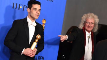 Brian May con Rami Malek, protagonista de 'Bohemian Rhapsody'