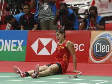 Carolina Marín, en el suelo Carolina Marín, en el suelo