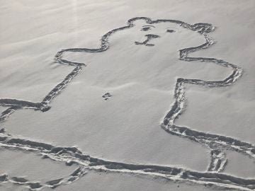 El dibujo del oso en la nieve que ha despertado curiosidad