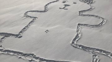 El dibujo del oso en la nieve que ha despertado curiosidad