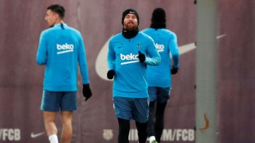 Leo Messi entrena con el Barça