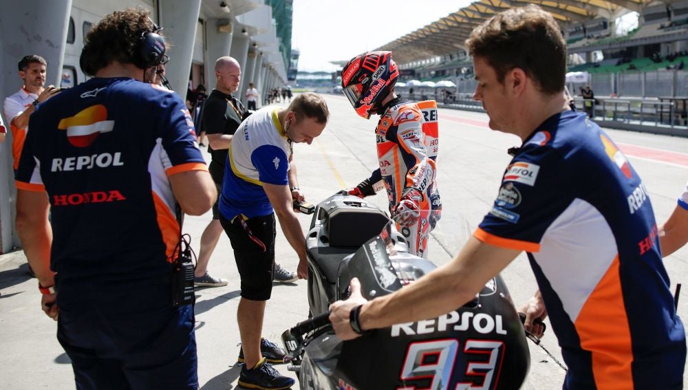 Marc Márquez, en los primeros test de Sepang