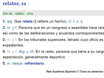 Definición de la RAE de relator Definición de la RAE de relator