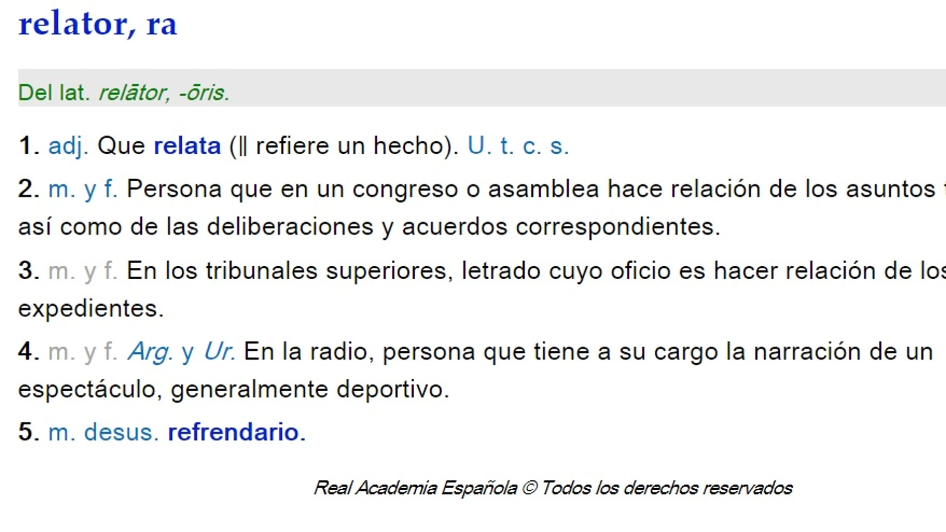 Definición de la RAE de relator Definición de la RAE de relator