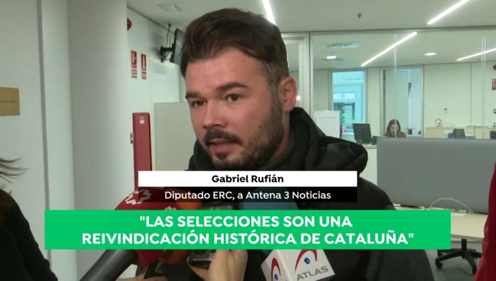 Gabriel Rufián: "La selección catalana es una reivindicación histórica del pueblo de Cataluña"
