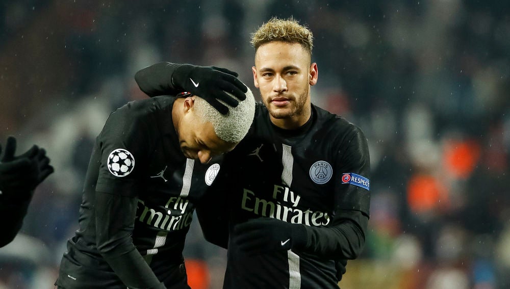 Neymar y Mbappe en un partido del PSG