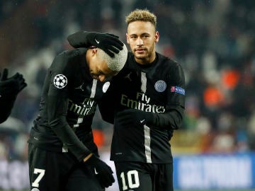 Neymar y Mbappe en un partido del PSG