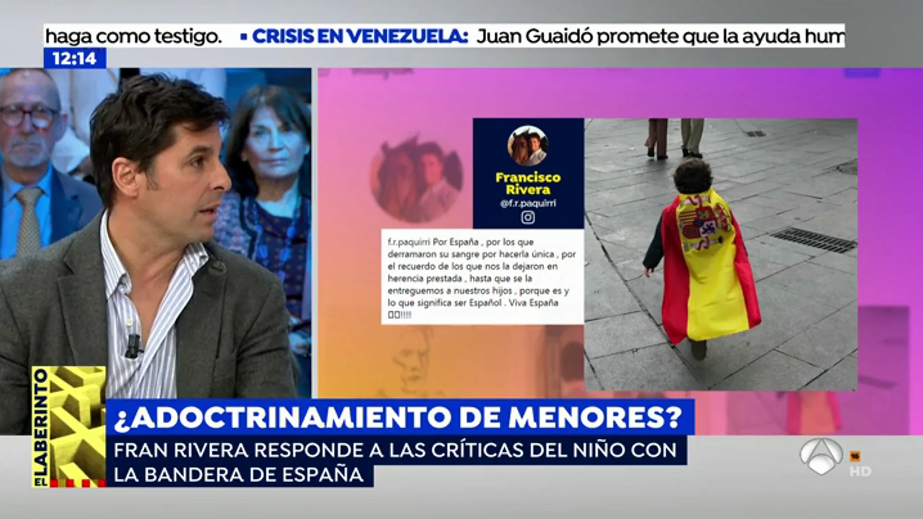 Fran Rivera explica la polémica foto del niño con la bandera de España: