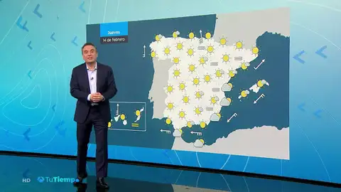 Sol en todo el país salvo algunas nubes en el área del Mediterráneo Sol en todo el país salvo algunas nubes en el área del Mediterráneo
