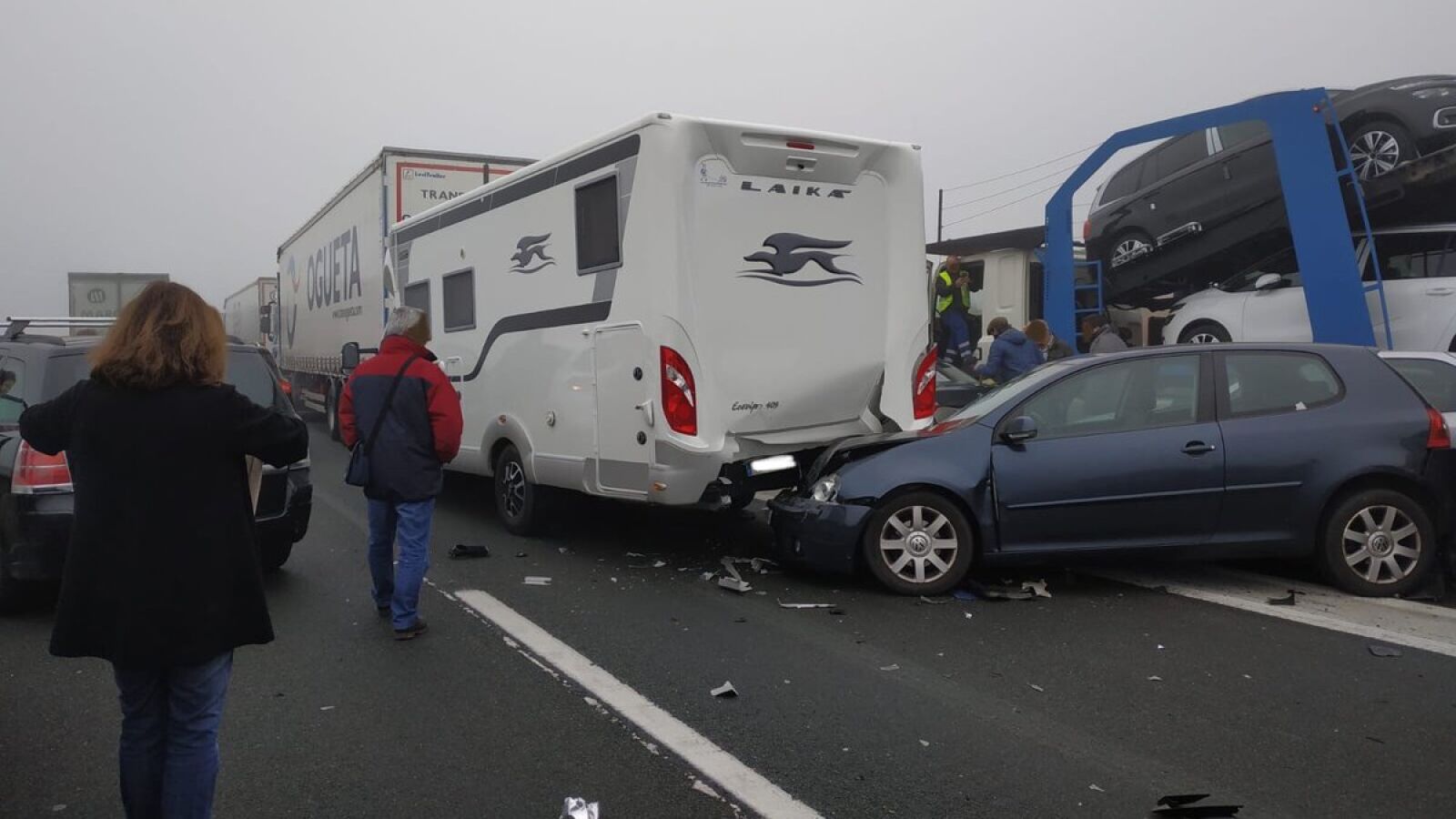 Un herido en un accidente múltiple en la en la AP-1 en Briviesca, en Burgos