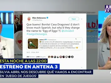 La reacción de Silvia Abril al divertido mensaje de Ellen DeGeneres por el estreno de 'Juego de juegos' La reacción de Silvia Abril al divertido mensaje de Ellen DeGeneres por el estreno de 'Juego de juegos'