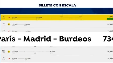 Imagen de un vuelo con escala Imagen de un vuelo con escala
