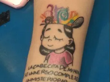 Dibujo del tatuaje del cómic 'Habla María' sobre el autismo Dibujo del tatuaje del cómic 'Habla María' sobre el autismo