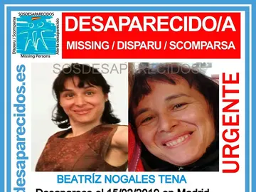 Imagen de la mujer desaparecida en Madrid Imagen de la mujer desaparecida en Madrid