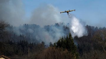 Imagen de un hidroavión en un incendio de Cantabria Imagen de un hidroavión en un incendio de Cantabria