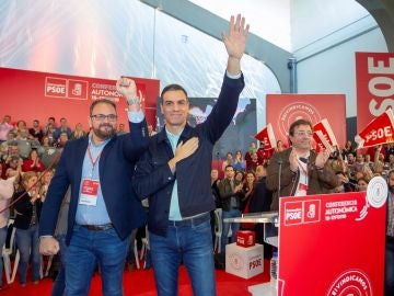 Pedro Sánchez en un acto en Mérida