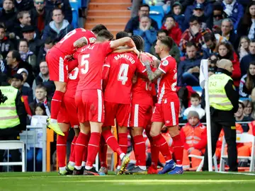 El Girona celebra un gol El Girona celebra un gol